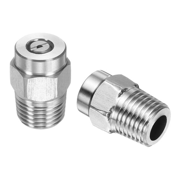 Uxcell 2pcs Surface Clean Tip 25 Degree 1/4 Inch NPT Male 1.382 Orifice 4000 PSI Stainless Steel Threaded Pressure Washer Spray Nozzles for Water gun Water Broom