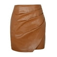 thumbnail image 5 of IROINNID Mini Empire Waist Skirt For Women Fashion High Waist Zip Skirt Leather Skirt Skirt Solid Color Skirt, 5 of 5