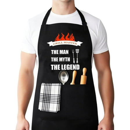 Funny Aprons for Men Grill Master The Man The Myth The Legend Husband Birthday Gift, Christmas Gifts for Husband, Father's Day Gifts