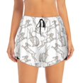 thumbnail image 4 of Lsque Hand Drawn Rabbit Printed Women's Running Shorts with Liner Pockets,Elastic Quick Dry Workout Athletic Gym Yoga Shorts,Womens High Waist Shorts-XX-Large, 4 of 9