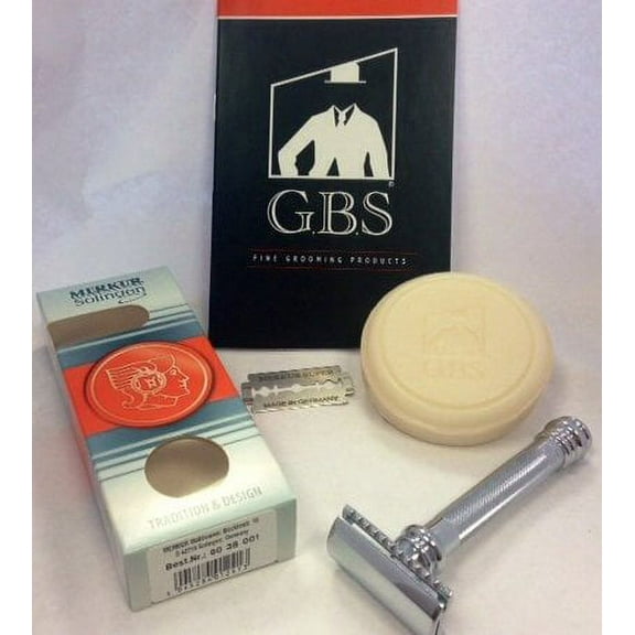 Merkur 38c ( Barber Pole 38001 Long Handle Hd Razor ) Comes with Gbs 97% Natural Shave Soap