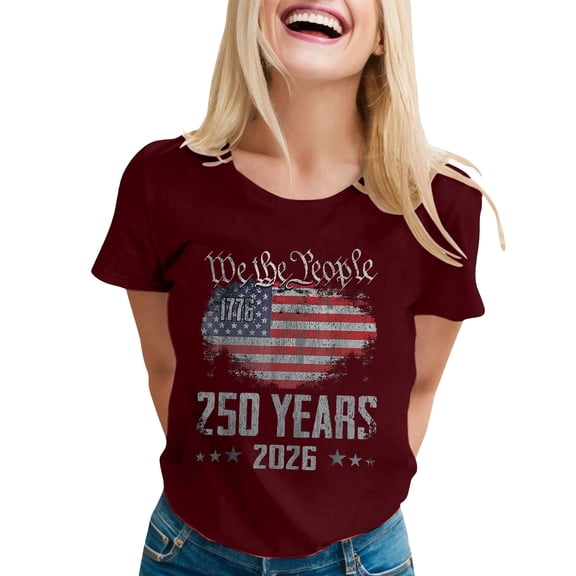 250 Year Anniversary T-Shirt - We The Peopleï¼Commemorative 250th Birthday Short Sleeve Tee for Women XXL