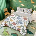 thumbnail image 2 of Manfei Cute Cartoon Dino Animals King Size Comforter Sets,Fantasy Grass Comforters King Size,White Gray,Light Gray Reversible,3pcs,1 Comforter and 2 Pillowcases, 2 of 7
