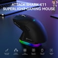 thumbnail image 2 of ATTACK SHARK X11 Mouse Inalámbrico para Juegos con Base de Carga RGB, Tri-modo 2.4G/USB-C con Cable/bluetooth, 22000 DPI, Sensor PAW3311, 5 Botones Programables, Compatible con PC/Mac, Negro, 2 of 8