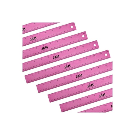 UPC: 0840108814556 | JAM Paper Stainless Steel 12 Ruler Fuchsia 12/Pack (347M12FUB)