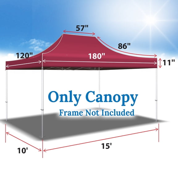 ALUVIERA 15'x10' Pop Up Canopy Top Canopy Tent Replacement Top Gazebo Tent Cover (Burgundy)