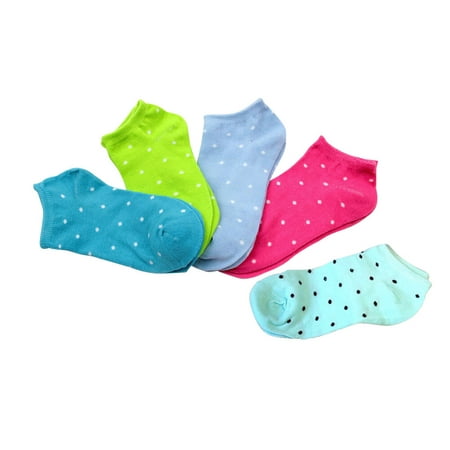 

5 Pairs of Women Ankle Socks Low Cut Sock Short No Show Socks Random Color (Dots Pattern)