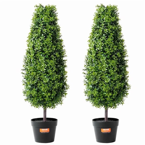 2 Pack 3 Feet Artificial Boxwood Topiary Tree Faux Plant UV Resistant Indoor Outdoor Decor