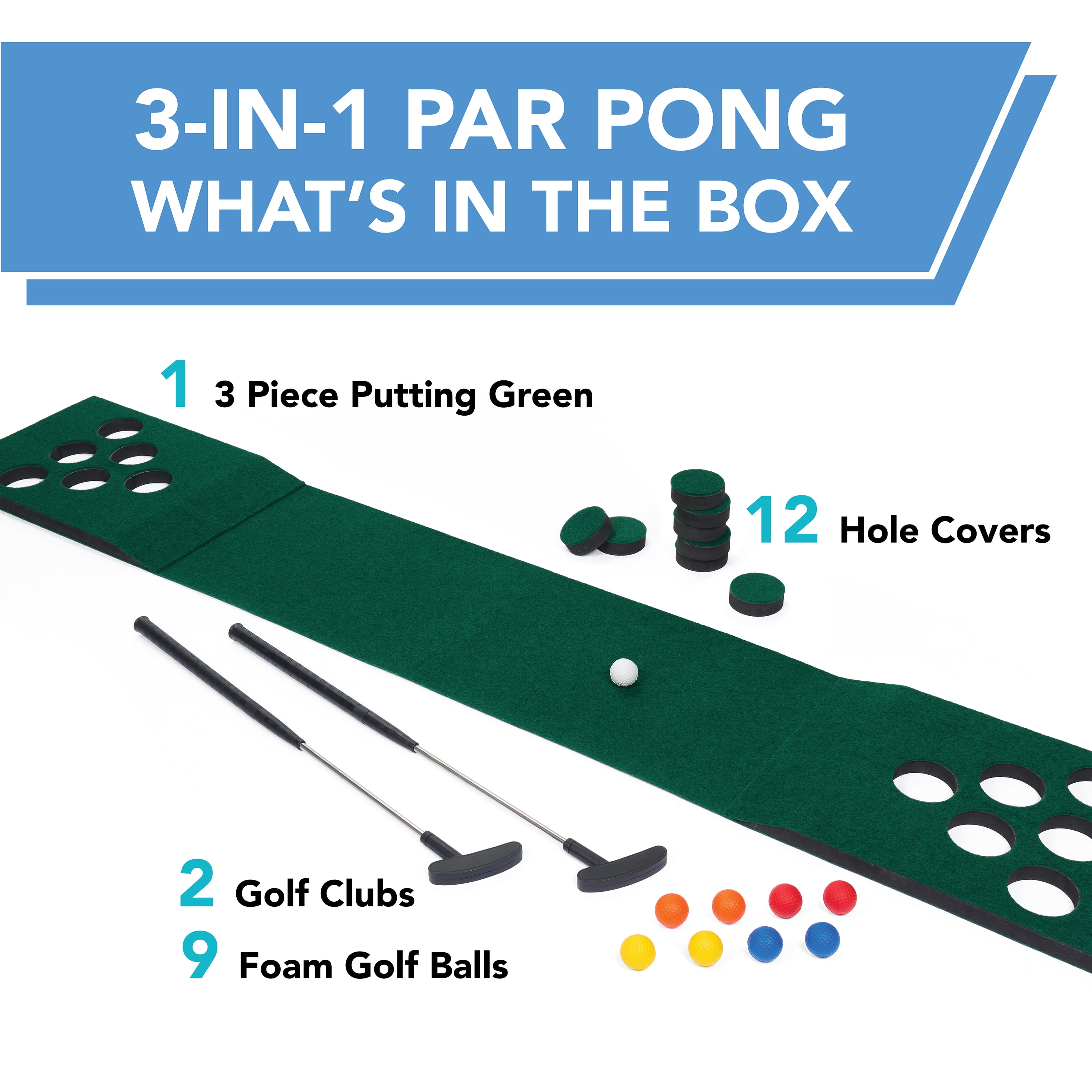 EastPoint 3-in-1 Par Pong Bocce Golf Putting Game - 3 Outdoor Games in 1 for All Ages