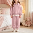 thumbnail image 2 of Girls Fall Winter Outfit Set Toddler Kids Casual Sports Set Baby Solid Color Hoodie Set 6-24 Months 2T 3T 4T 5T 6T Children Light Pink,1-2 Years, 2 of 4