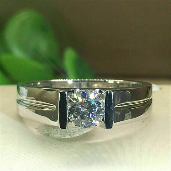 3Ct Real Moissanite Men's Solitaire Engagement Ring Silver 925 White Gold Plated