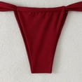 thumbnail image 5 of Hduncf Women's Bikini Set Two Piece Swimsuit Solid Color Strapless Bandeau Ring High Cut Thong Bottom Bathing Suit Red S, 5 of 7