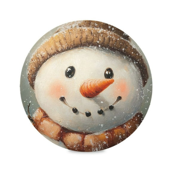 WOBOGO Snowman Hhostat Round Placemats Set of 6 Heat Resistant Washable Kitchen Table Decorations 15.4in