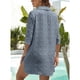 thumbnail image 5 of Funda de baño Jacquard Color puro con cuello en V y manga 3/4 para piscina, 5 of 6
