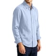 thumbnail image 4 of Cotton Linen Button Down Shirts for Men Fashion Casual Long Sleeve T Shirts Spring and Autumn Classic Fit Beach T Shirt Sky Blue 3XL, 4 of 9