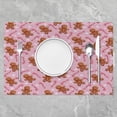 thumbnail image 2 of Kids Pink Christmas Theme Placemats Set of 4 Cute Kawaii Gingerbread Man Table Mats Boys Girls Xmas Snowflake Candy Cane Place Mat for Kitchen Dining Table Party Decor Indoor Outdoor 18"x12", 2 of 4