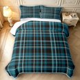 thumbnail image 2 of Manfei Classic Plaid Bed Spread Queen,Vintage Check Queen Coverlet Set,Teal Black,3pcs,1 Quilt and 2 Pillowcases, 2 of 7