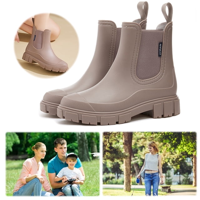 Botas Lluvia Cortas Botines Elegantes Impermeables Suela Gruesa Transpirables para Viajes Al Aire Libre