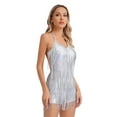 thumbnail image 2 of inlzdz Women's Latin Dance Dress Salsa Cha-Cha Rumba Ballroom Dance Costume Cocktail Fringe Dress Silver XXL, 2 of 7