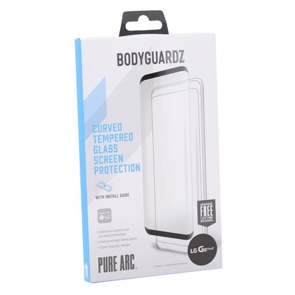 BodyGuardz Pure ARC Curved Glass Screen Protector for LG G8 ThinQ - Black