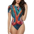 thumbnail image 1 of Balery Romantic Flamingo Pair Body de cuello redondo de manga corta para mujer Tops de manga corta Tops básicos-Medium, 1 of 7