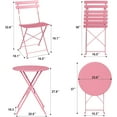 thumbnail image 4 of Ensemble Bistro d'Extérieur 3 Pcs, Table Ronde et 2 Chaises Pliantes, Mobilier de Patio Compact pour Balcon/jardin (Rose), 4 of 7