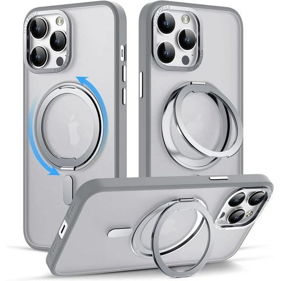 for iPhone 11 Pro Max Phone Case with 360° Rotatable Magnetic Ring Stand [Compatible with Mag-Safe] [Military-Grade Protection] Clear Magnetic Phone Case for iPhone 11 Pro Max Case 6.5", Grey