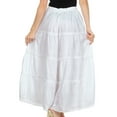 thumbnail image 2 of Sakkas Solid Embroidered Crochet Lace Trim Gypsy Bohemian Mid Length Cotton Skirt - White - One Size, 2 of 7