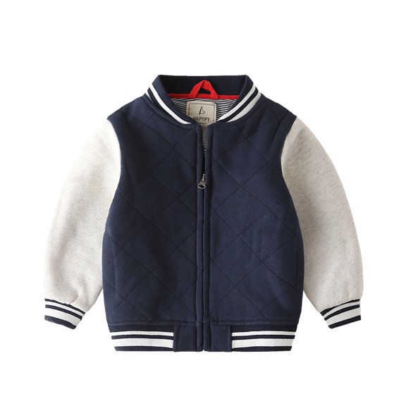 YTDSCS Kids Baby Boys Baseball Jacket Varsity Baseball Coat Toddler Fall Winter Thickened Warm Outerwear 2-7 Years Old