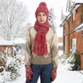 thumbnail image 5 of Bufanda caliente del sombrero del invierno y bufanda determinada del cuello del sombrero de las mujeres del guante de la pantalla táctil con la guarnición de las lanas, 5 of 5