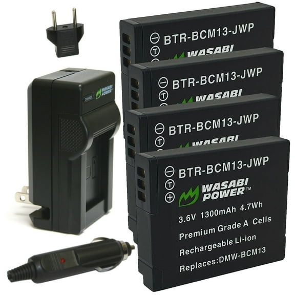 Wasabi Power Battery (4-Pack) and Charger for Panasonic DMW-BCM13