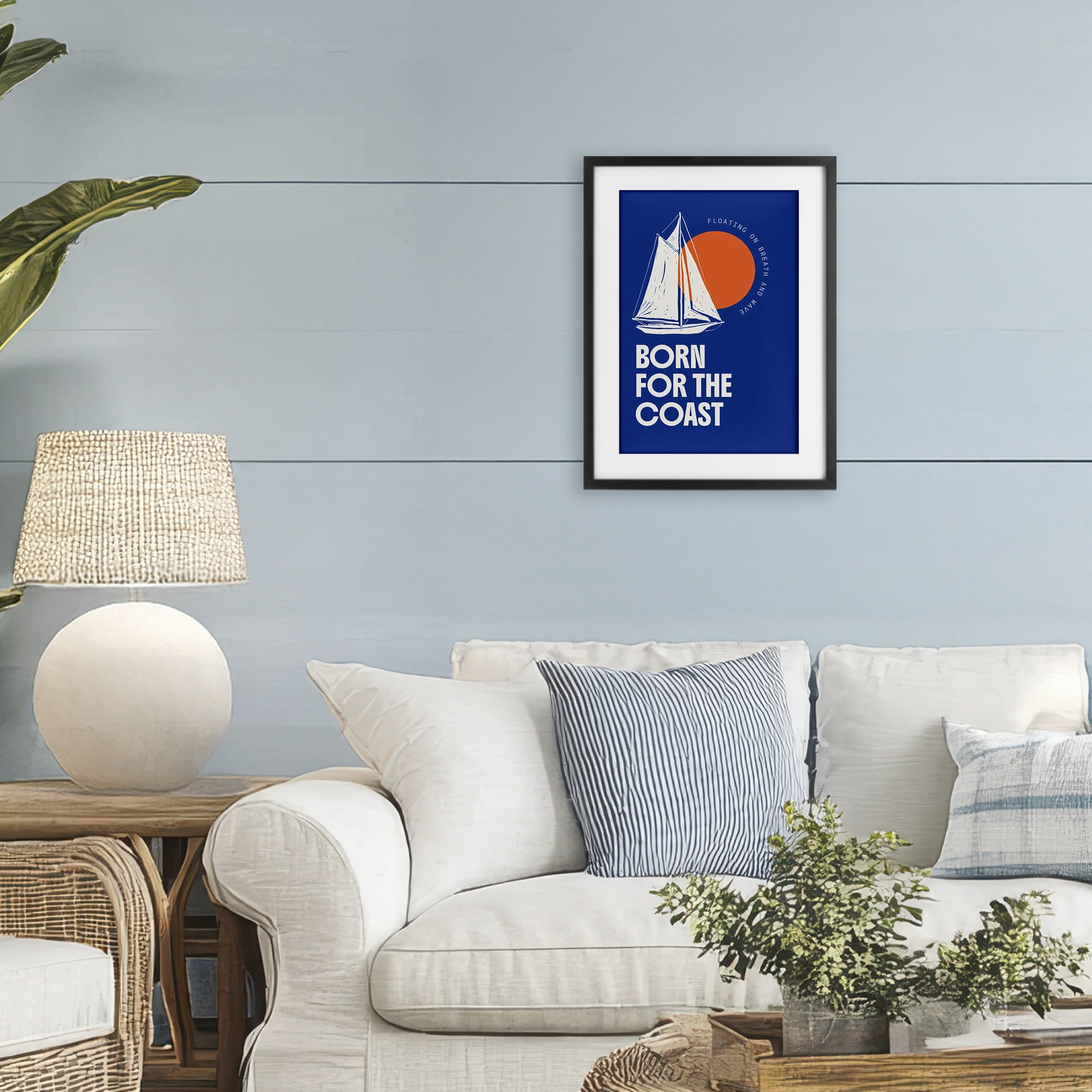 Stupell Industries Born For The Coast Black Framed Print Under Glass, design by Creative Studio