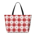 thumbnail image 2 of Disketp Plaid Heart Bolsa de Playa de Gran Capacidad, Bolso Impermeable y a Prueba de Arena para Mujer, Ideal para Playa, Piscina y Natación, 2 of 7