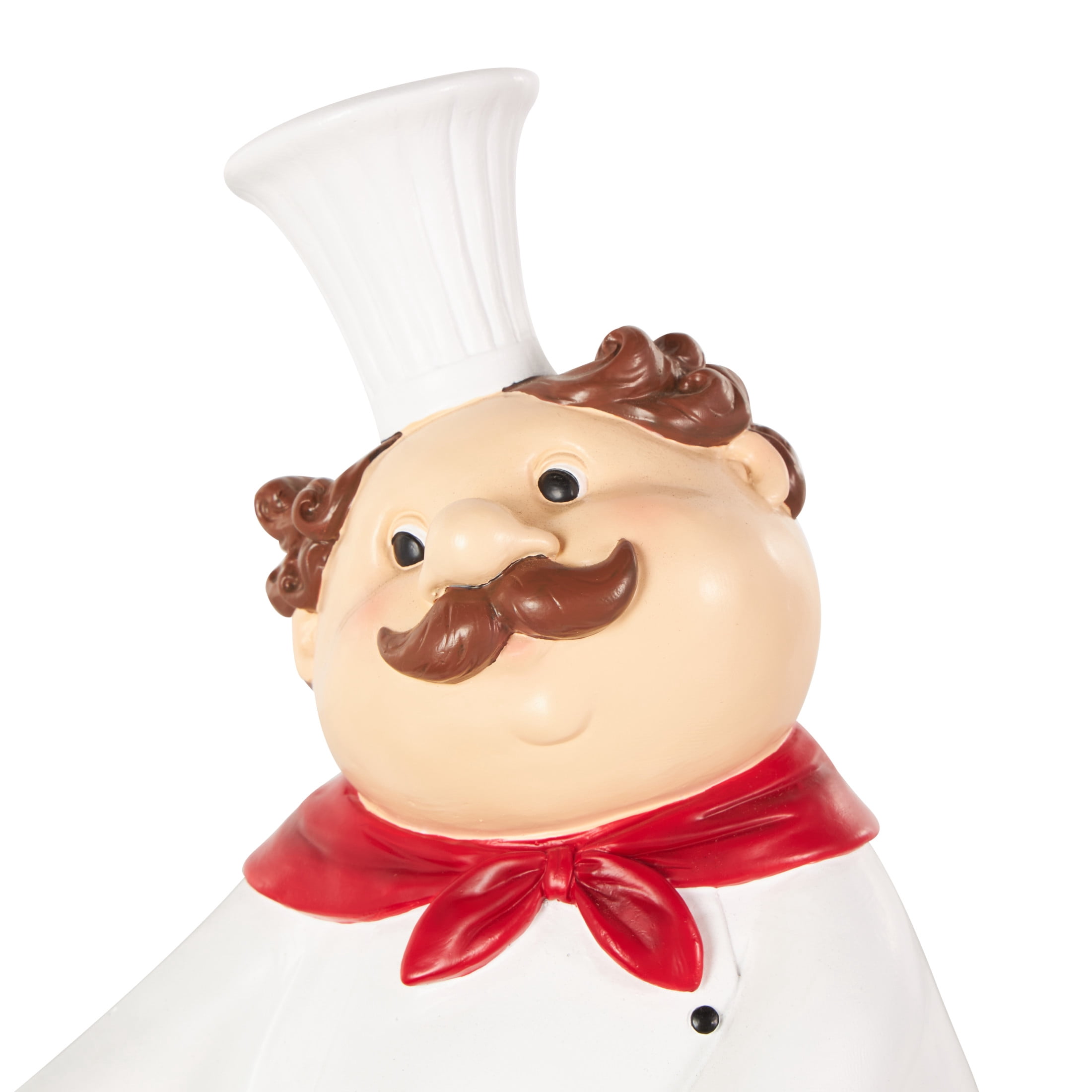 11" x 13" White Polystone Kitchen Decorative Figurine Chef Sculpture with Black Tray, by DecMode