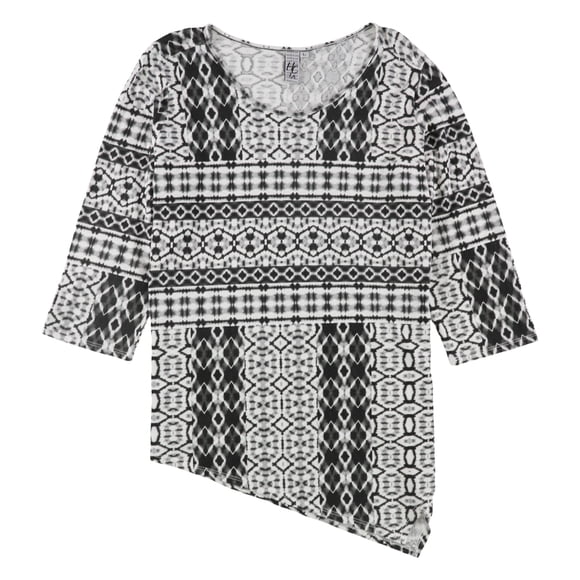 HC LA Blusa con dobladillo asimétrico para mujer, negro, grande