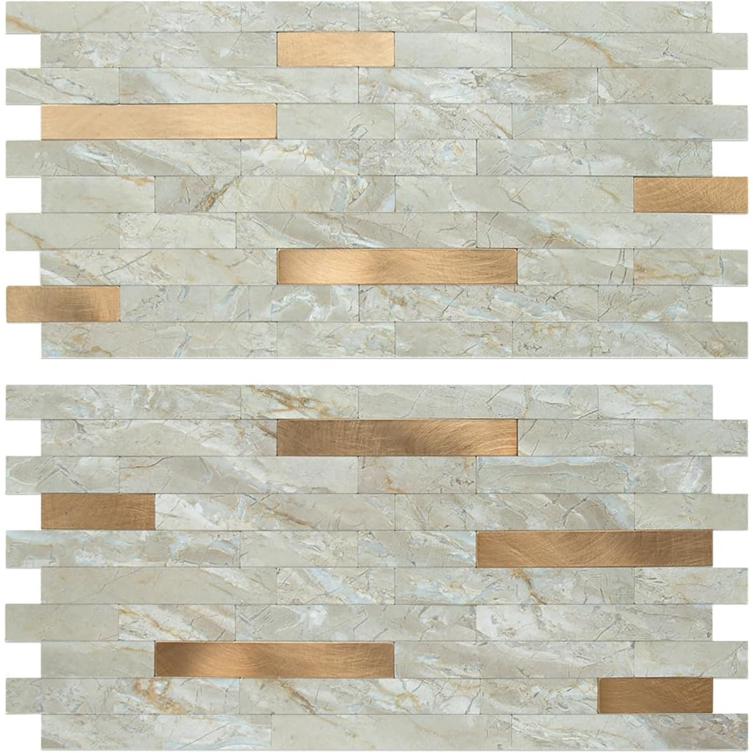 20 Sheets Faux Stone Peel and Stick Backsplash, Light Brown Marble Look PVC Wall Tiles Stick on Backsplash for Kitchen
