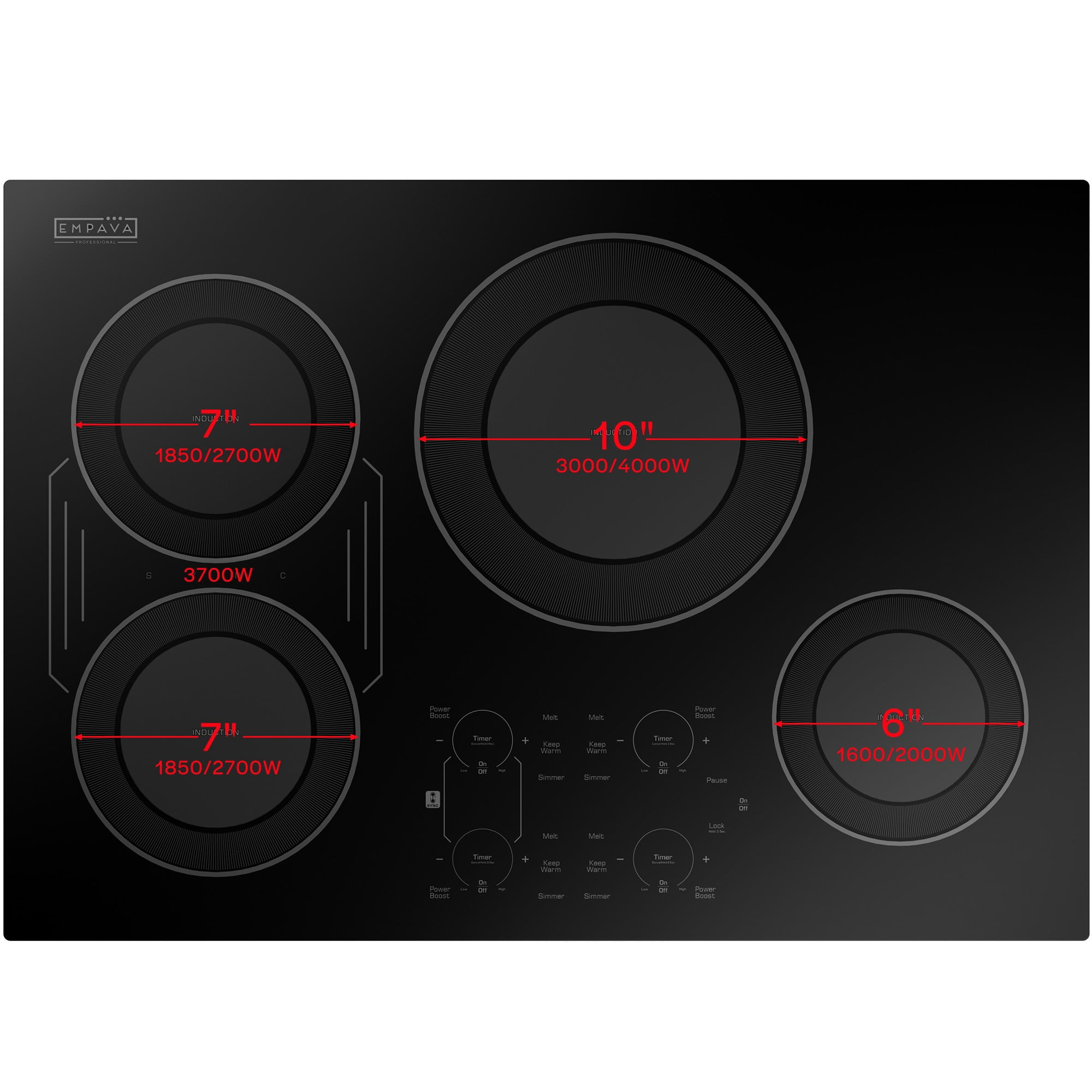 30 in. Built-In 8700W Smooth Surface Electric Stove Induction Cooktop - 4 Power Boost Burners - Bridge Element in Black