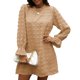 thumbnail image 1 of Vestido De Manga Larga Con Cuello Redondo, Vestido De Manga Larga Abullonada De Gasa Cómodo Orillo Fibroso Cuello Redondo Estampado De Puntos Para Club Para Vacaciones Para Dama ANGGREK No, 1 of 6