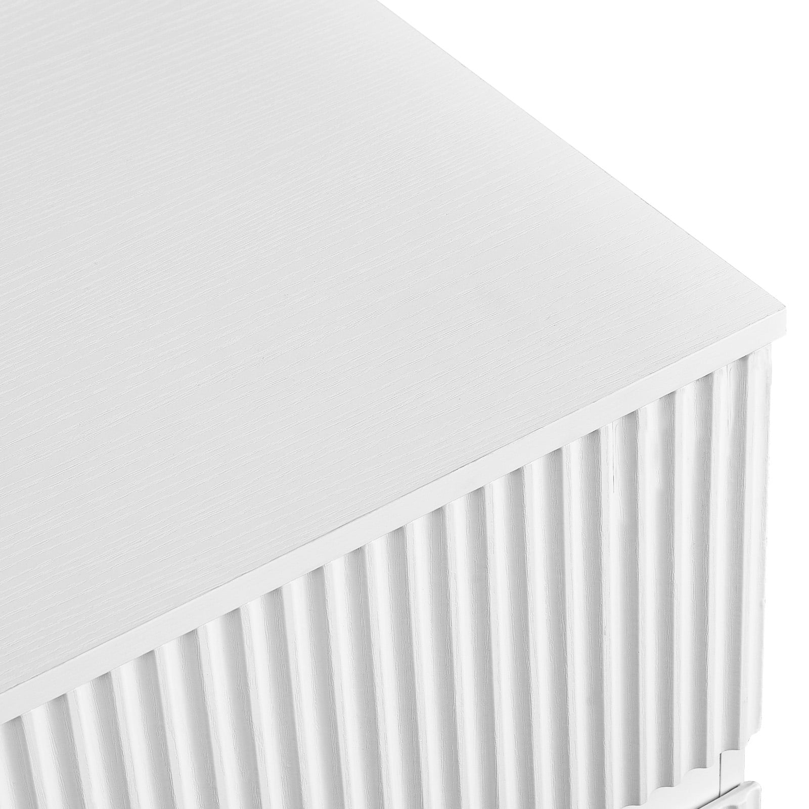 Handleless 6-Drawer Cabinet with Grille Finish P2 Particleboard + MDF & Melamine Veneer + Vacuum-Formed Storage Cabinet 55.12*15.75*27.95in White