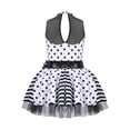 thumbnail image 2 of Raenseen Jupe en Maille Style Patchwork pour Filles Enfants Danse Ballet à Pois Performance de Scène Blanc 8, 2 of 6
