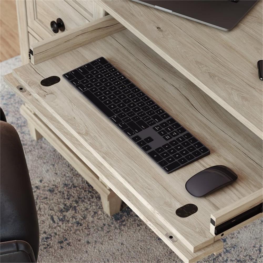 Pemberly Row Executive Desk in Engineered Wood-Chalk Oak Finish