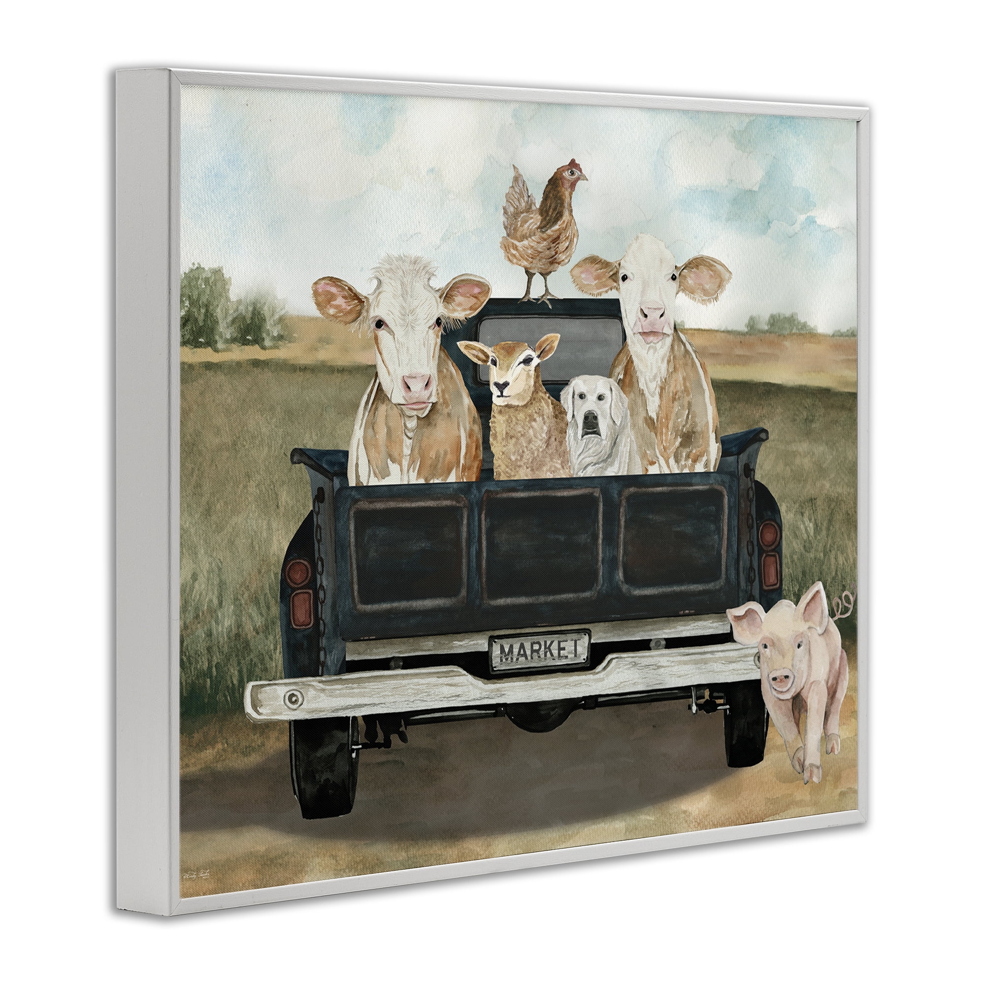 Stupell Industries Ready For A Farm Ride White Framed Giclee Art, design by Cindy Jacobs