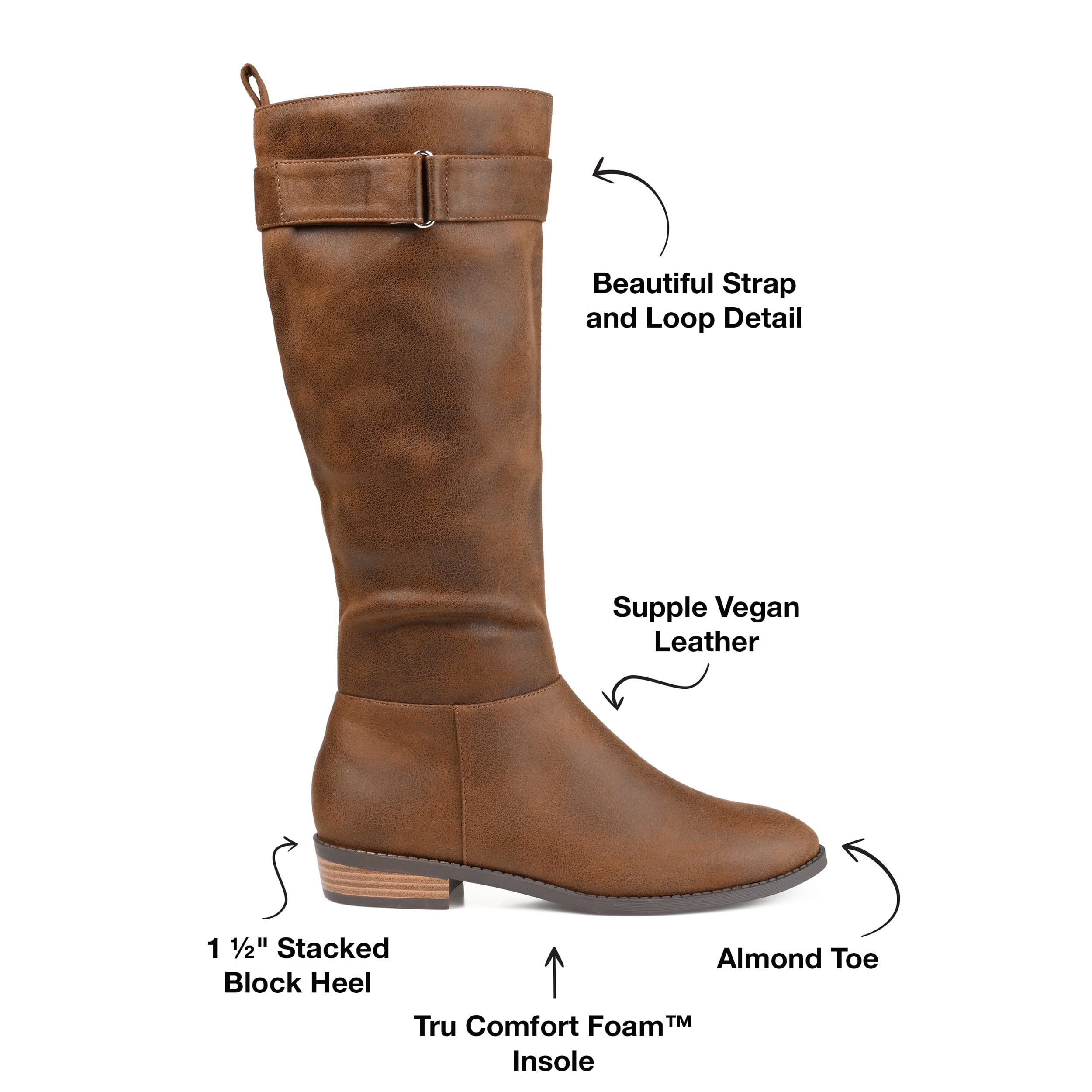 Journee Womens Lelanni Wide Calf Stacked Heel Knee High Boots