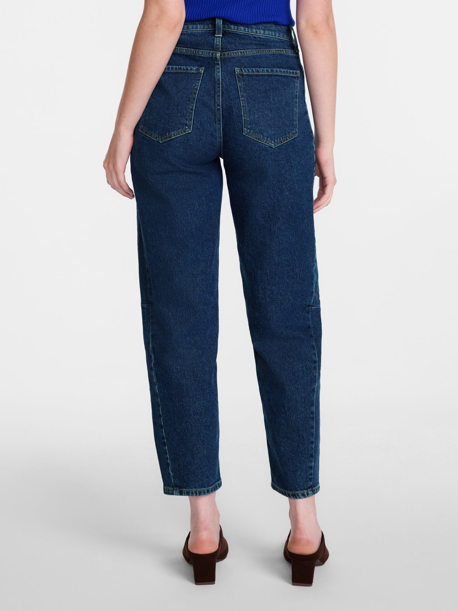 Scenario Women's and Women's Plus High Rise Barrel Jeans, 26", 28" Inseam, Sizes 0-28W