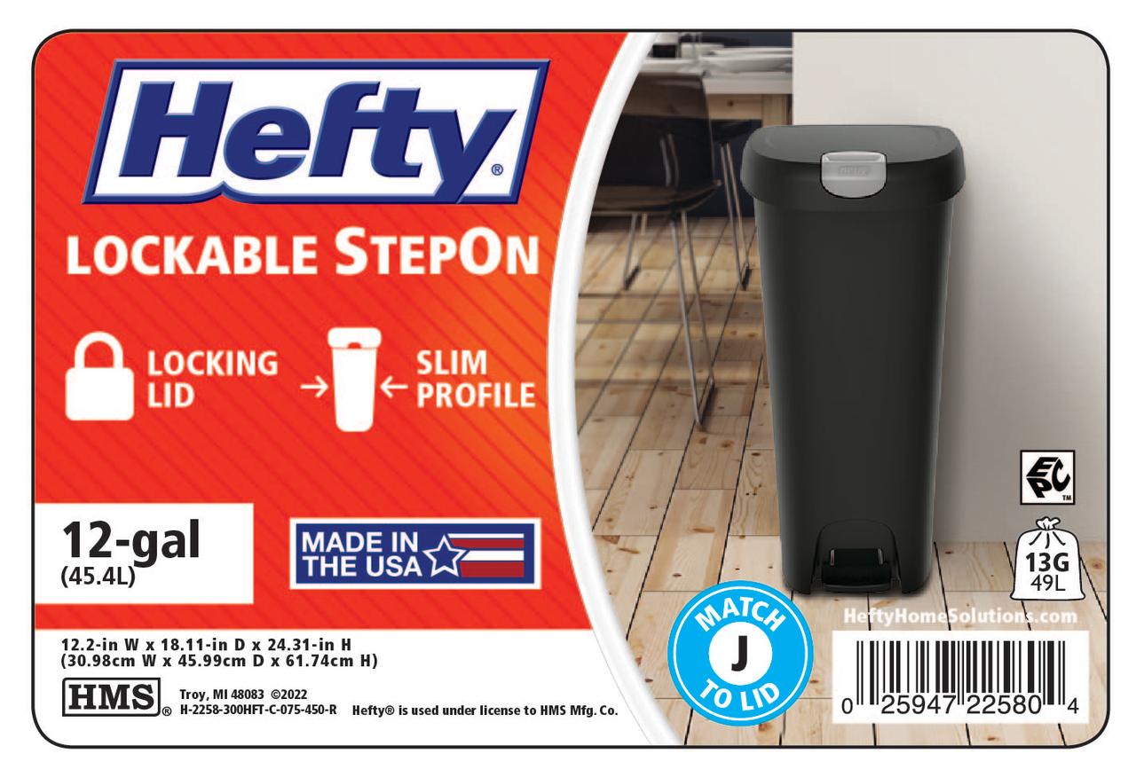 Hefty 12-Gallon Kitchen Trash Can with Locking Foot Pedal Lid photo 3