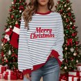 thumbnail image 3 of Uootdi Christmas Long Sleeve Sweatshirts For Women Oversized Embroidered Striped Merry Christmas Letter Gift Printed Pullove r Ugly Xmas Sweater Tops, 3 of 9