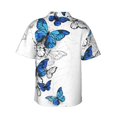 thumbnail image 3 of Bixox Men's Hawaiian Shirts Men's Blue Flying Butterflies Print Short-Sleeve Shirt-Large, 3 of 8