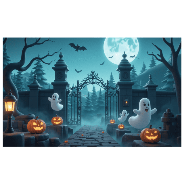 Halloween Theme Decorative Banner Spooky Atmosphere Jack o Lanterns Gate Design for Outdoor Decorating Holiday Party Night