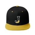 thumbnail image 2 of Daxton Classic Snapback Initial Numbers Letters Flat Bill Visor Cap, Black Yellow Hat, Letter J, 2 of 4