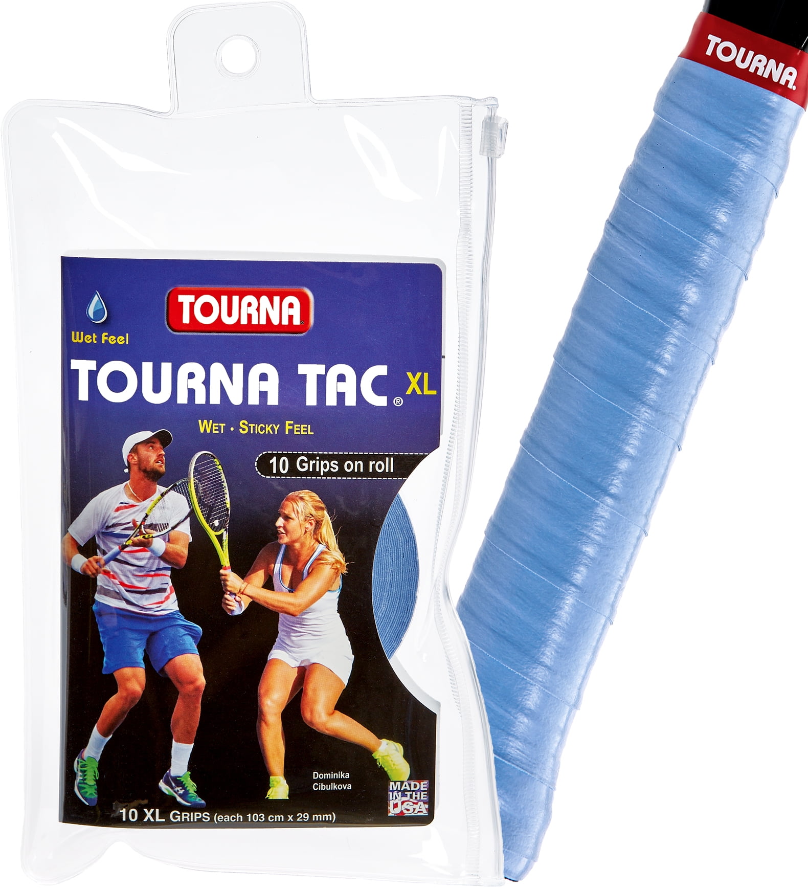 Tourna Tennis Racquet Over Grip 10 Overgrips Absorbent Dry Feel Blue for sale online 